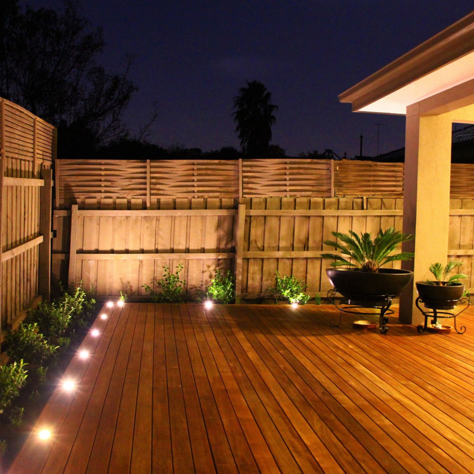 Backyard merbau decking in Ashburton landscape design