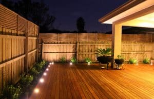 Backyard merbau decking in Ashburton landscape design