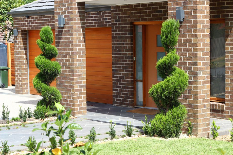 Closeup of spiral conifer in Ashburton landscape design