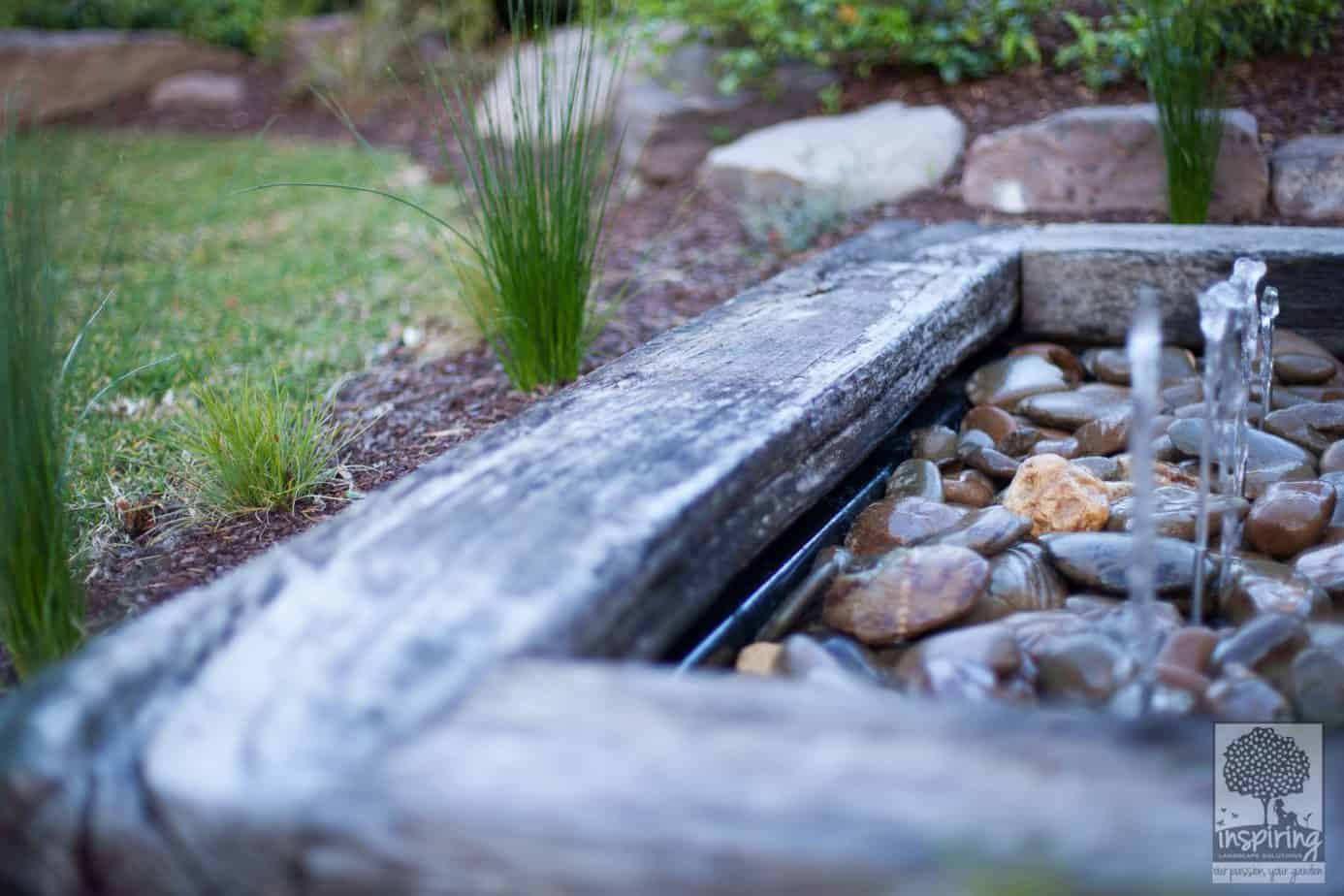 Close up of water feature in landscape design in Glen Waverley in Houzz