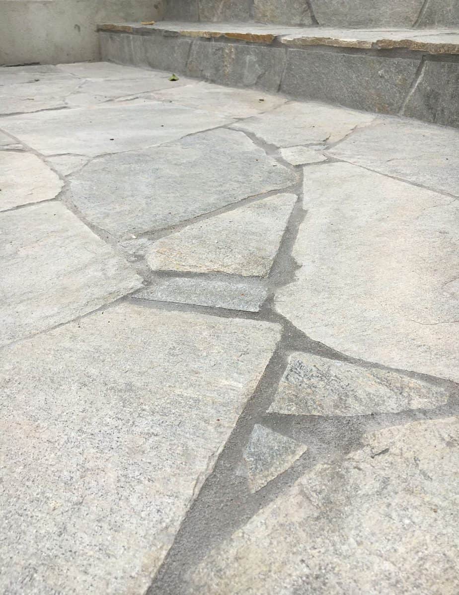 Closeup of crazy pave granite used in Hawthorn East garden design