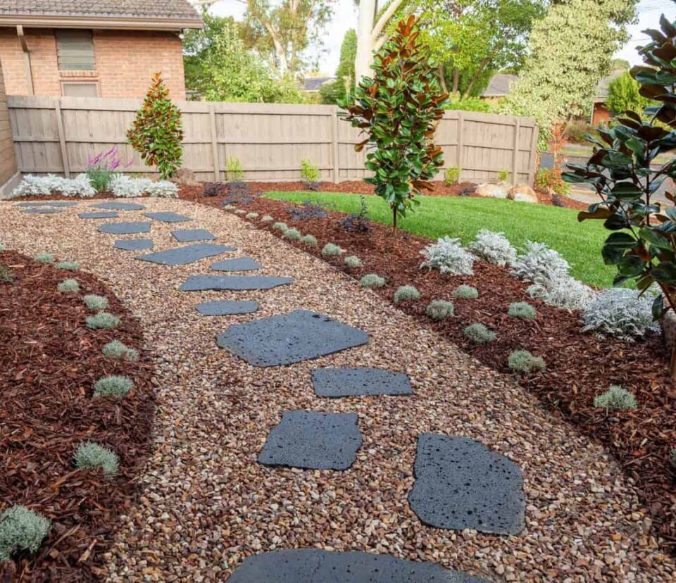 Bluestone cats paws pavers in Vermont South garden design