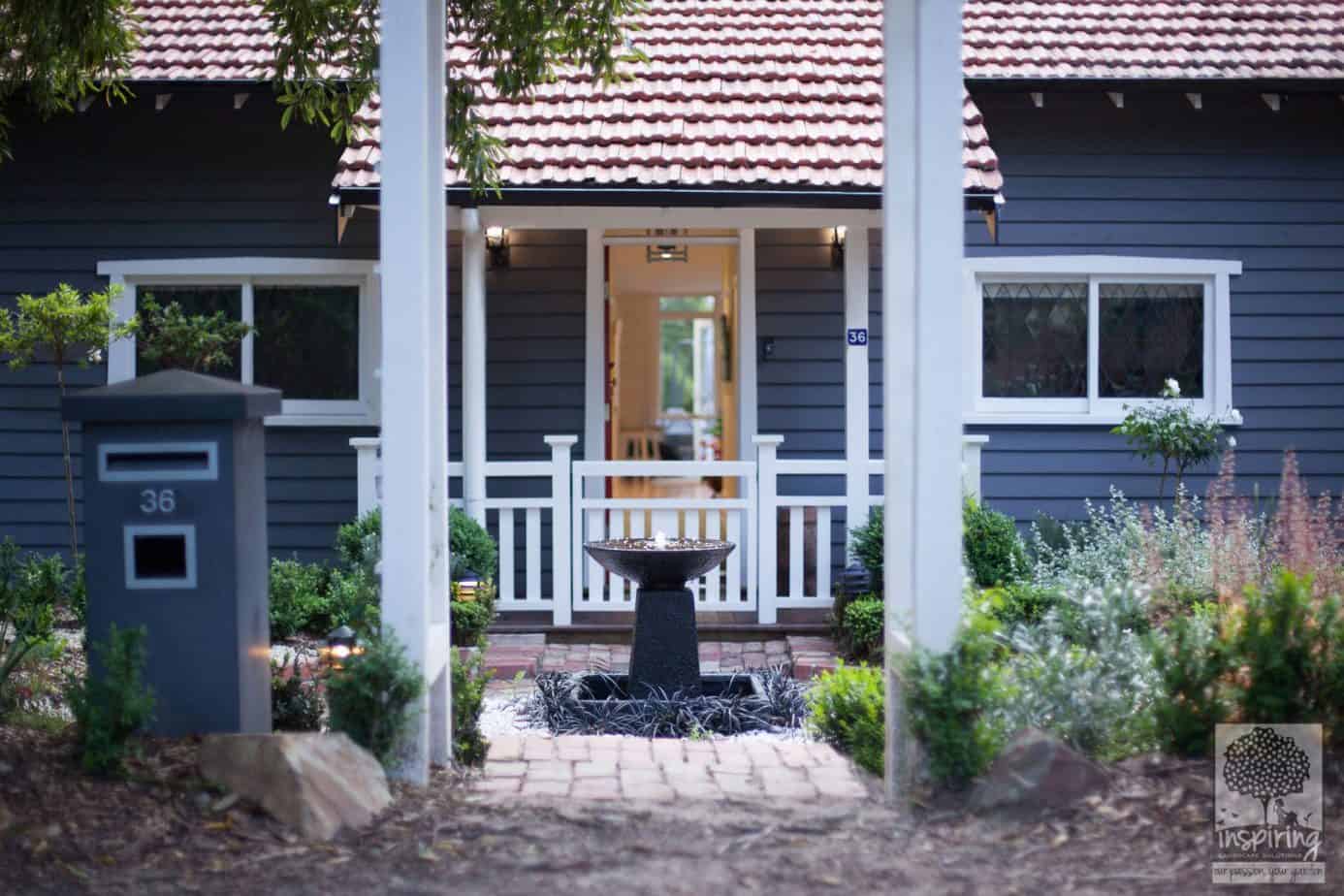 View of front door from nature strip in Blackburn garden design