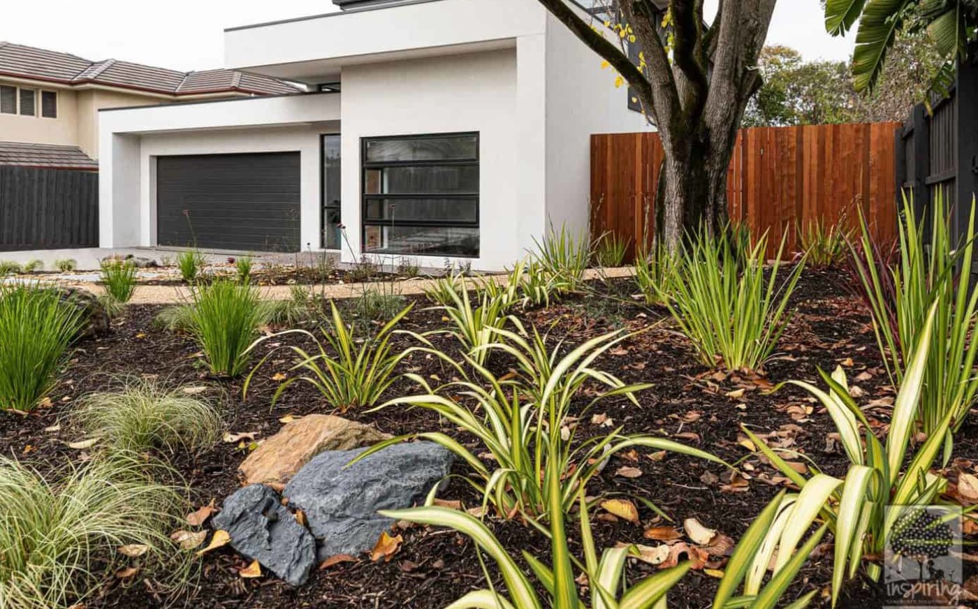 Street view of front garden in Burwood garden design by Inspiring Landscape Solutions