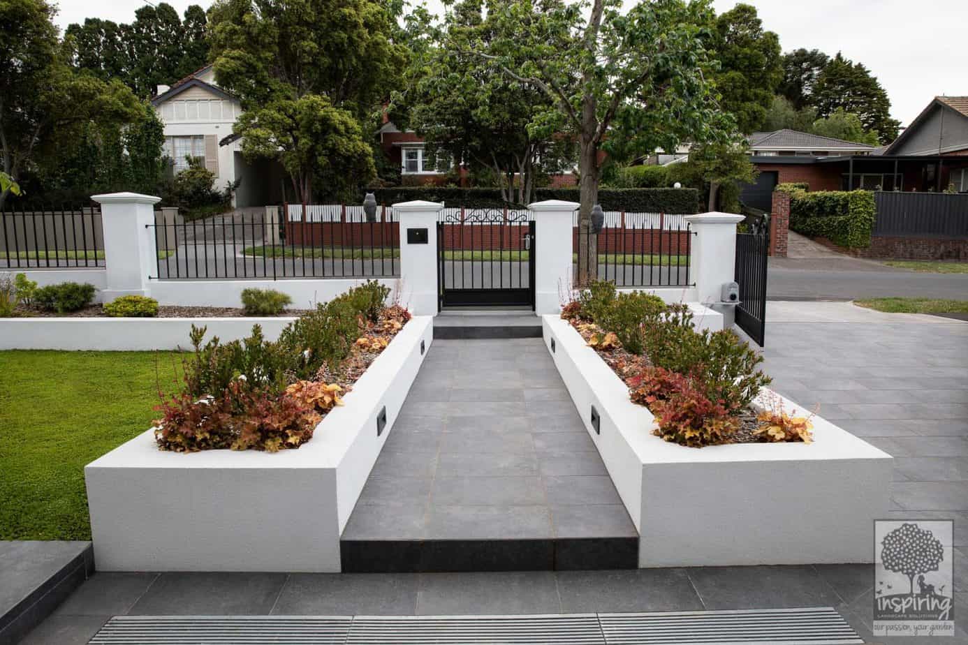 Front entrance garden beds of a new build in Camberwell