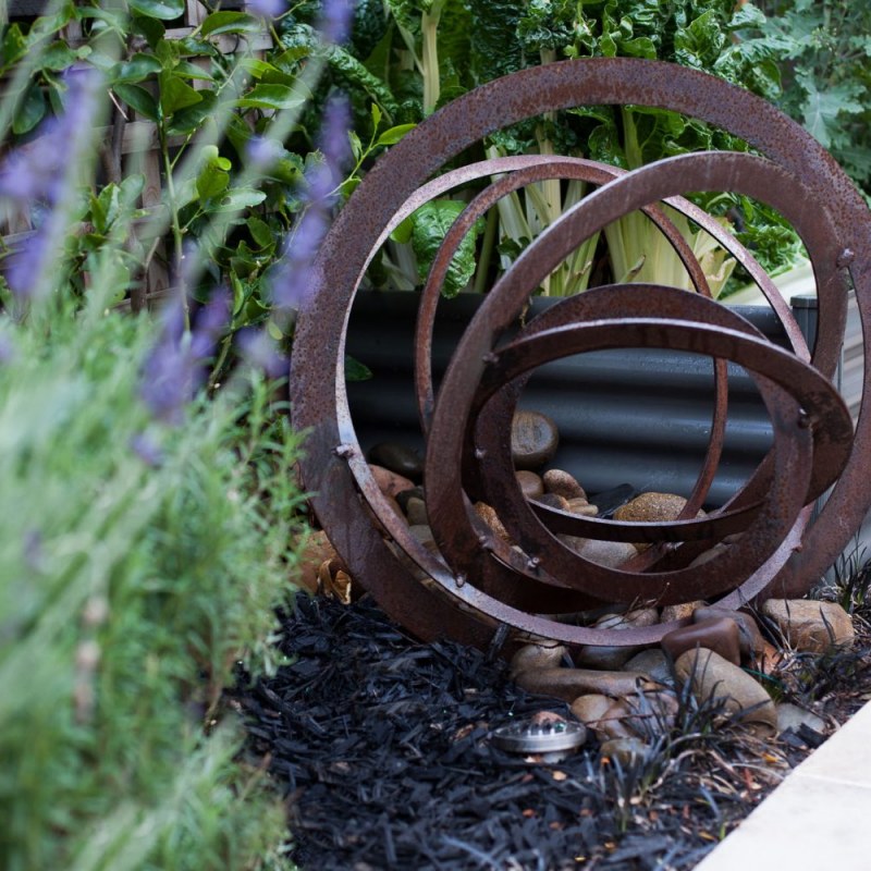 Closeup of garden sculpture used in Bundoora garden design