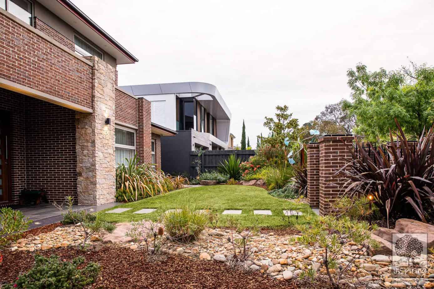 Side view of Glen Waverley front garden using largely native planting