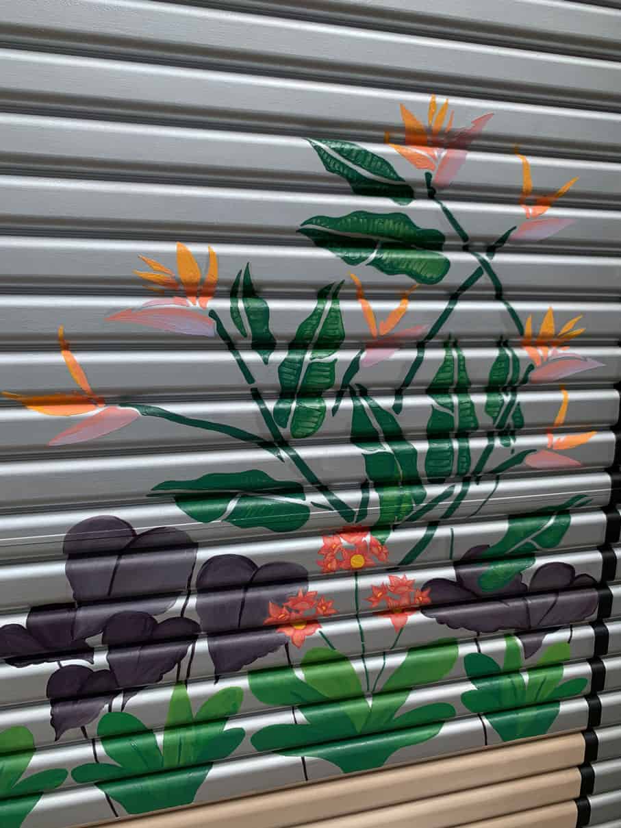Bird of paradise artwork used in mural in Hawthorn garden design by Inspiring Landscape Solutions