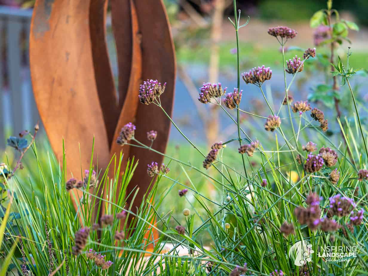 Corten sculpture used in Mount Waverley garden design