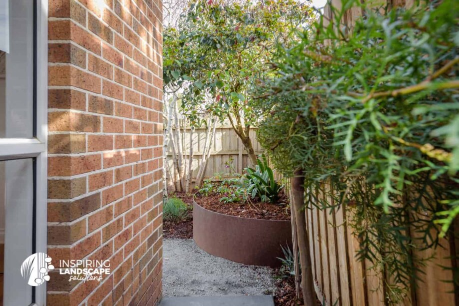 Corten raised planter in Mulgrave garden design