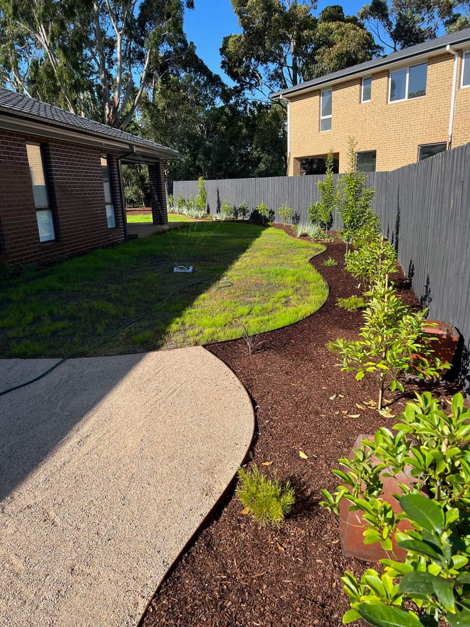 Mild steel edging shaping grassed and garden beds areas in Narre Warren North