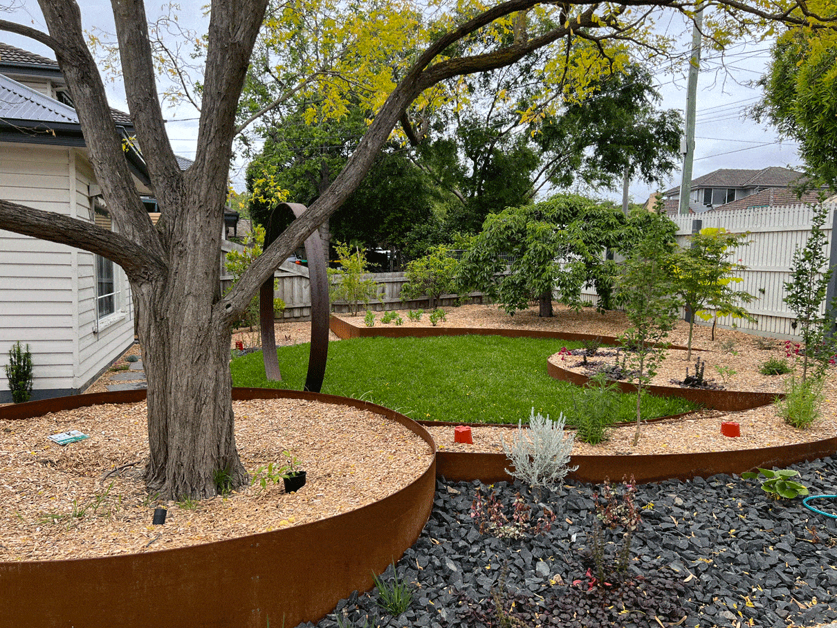 Circular garden design layout in Nunawading landscape design