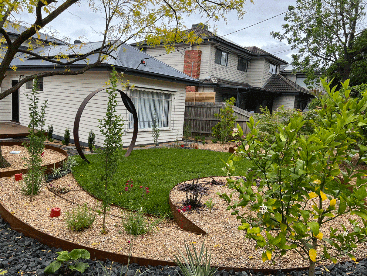 View of newly installed garden in Nunawading garden design