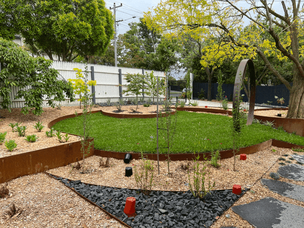 Circular corten garden edging in Nunawading landscape design