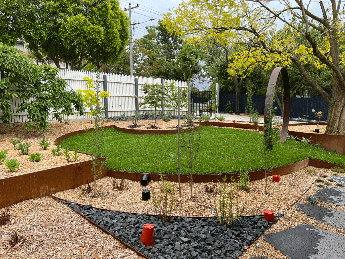 Circular corten garden edging in Nunawading landscape design