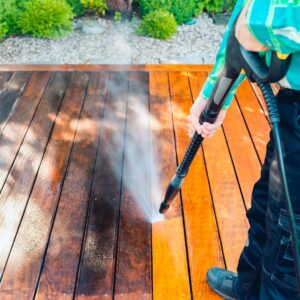 Using a pressure hose on your timber decking is an ideal way to keep it clean