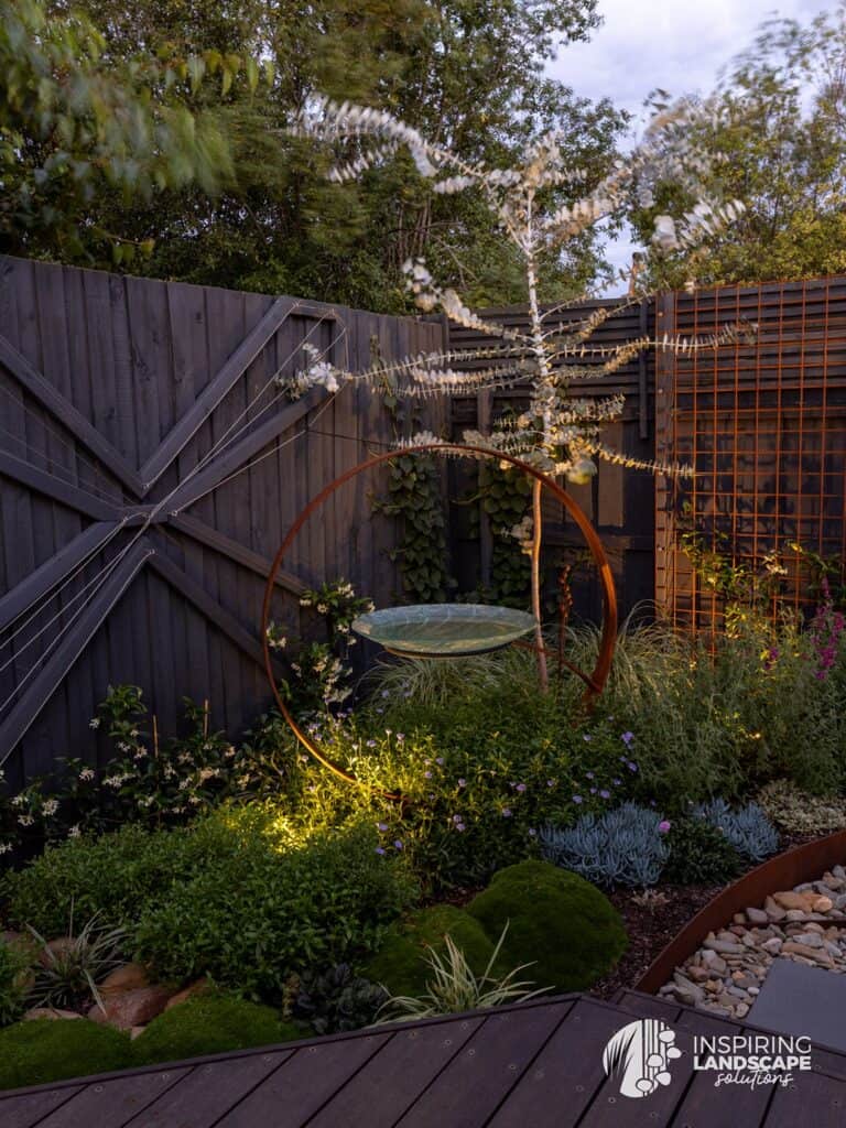 View of compact perennial garden bed in Highett garden design