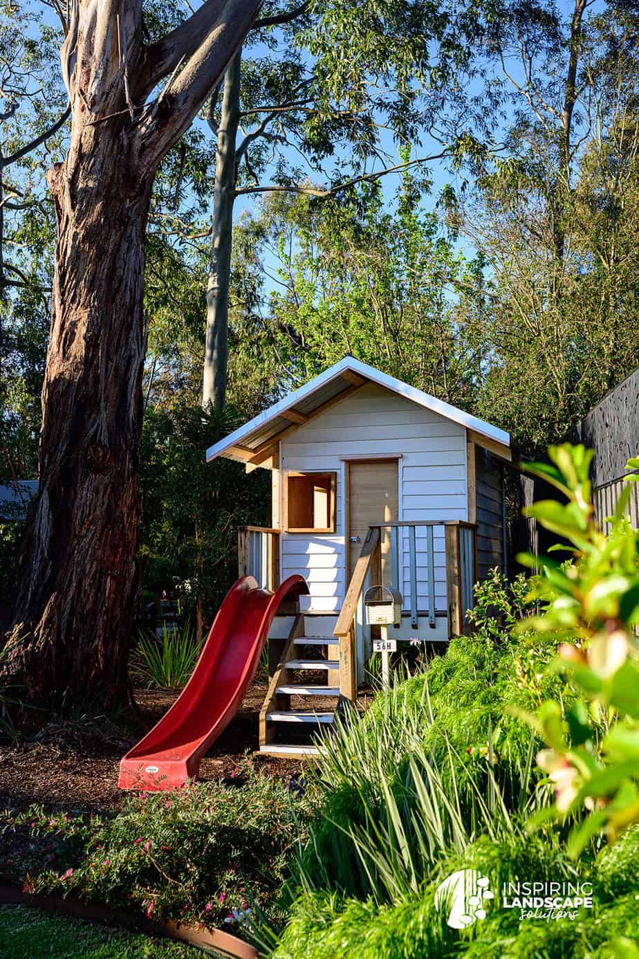Memorial Drive NW Close up of the cubby house at the Narre Warren landscape design